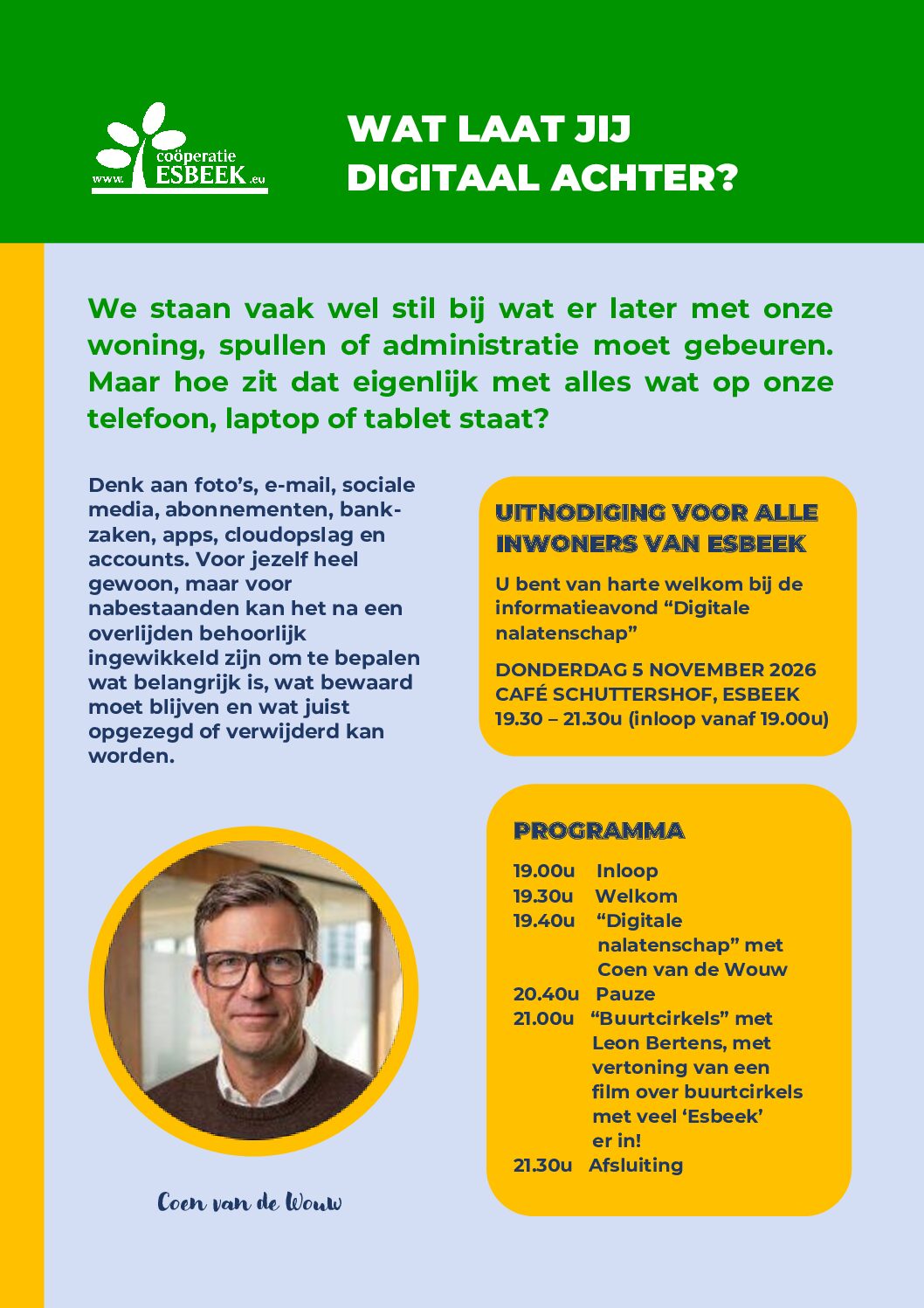 Informatieavond “wat laat je digitaal achter”